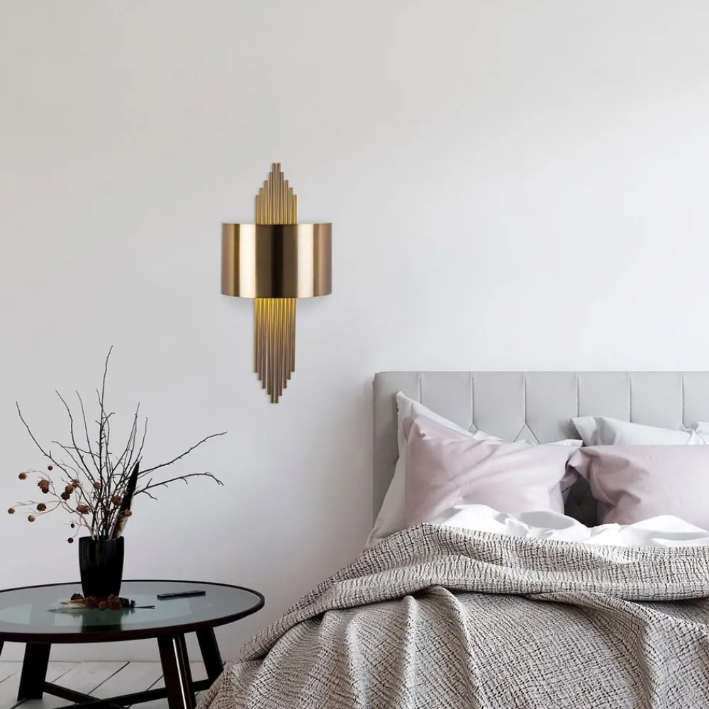 Opviq Væglampe 619-A, antik guldfarve, metal, højde 75 cm