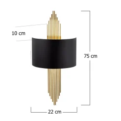 Opviq Væglampe 616-A, sort med gyldne stænger
