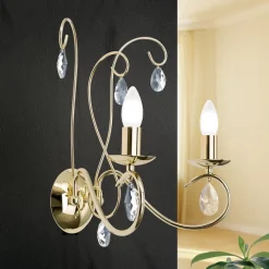 ORION Væglampe Alessia 2 lyskilder krystalglas guld