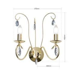 ORION Væglampe Alessia 2 lyskilder krystalglas guld