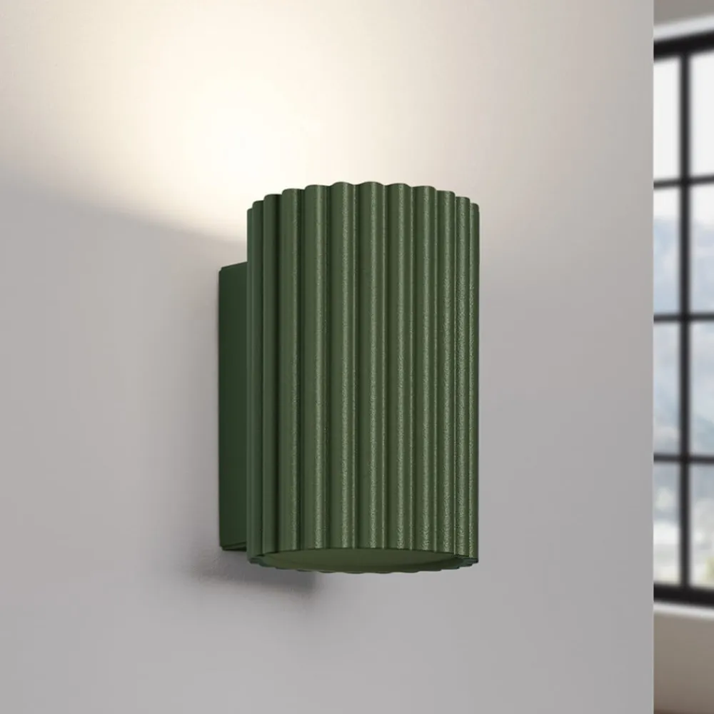 SOLLUX LIGHTING Væglamper|Væglamper>Væglampe ALORA, højde 10 cm, olivengrøn, metal, 1 x GU10