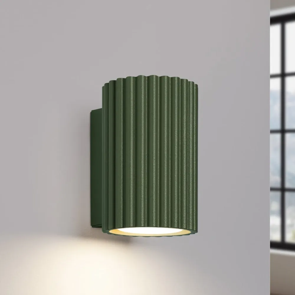 SOLLUX LIGHTING Væglamper|Væglamper>Væglampe ALORA, højde 10 cm, olivengrøn, metal, 1 x GU10