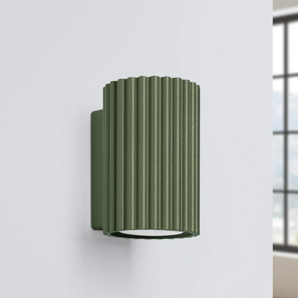 SOLLUX LIGHTING Væglamper|Væglamper>Væglampe ALORA, højde 10 cm, olivengrøn, metal, 1 x GU10