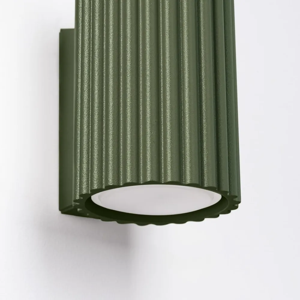 SOLLUX LIGHTING Væglamper|Væglamper>Væglampe ALORA, højde 10 cm, olivengrøn, metal, 1 x GU10