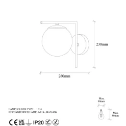 Opviq Væglampe 7141-Antique, antik guldfarve, opalglas Ø 10 cm