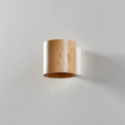 Væglampe Ara som cylinder i træ^SOLLUX LIGHTING Sale