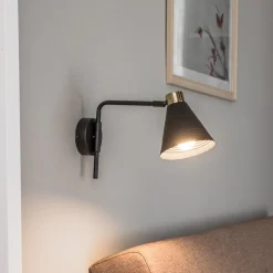 Euluna Væglamper>Væglampe Avalone udhæng 34 cm sort/messing