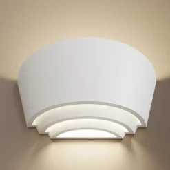 Væglampe Azriel i gips, hvid, halvrund, 3 niveauer^Lindby Online