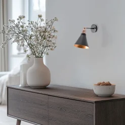 Væglampe Berceste, sort/guld, metal, højde 29 cm^Opviq Online