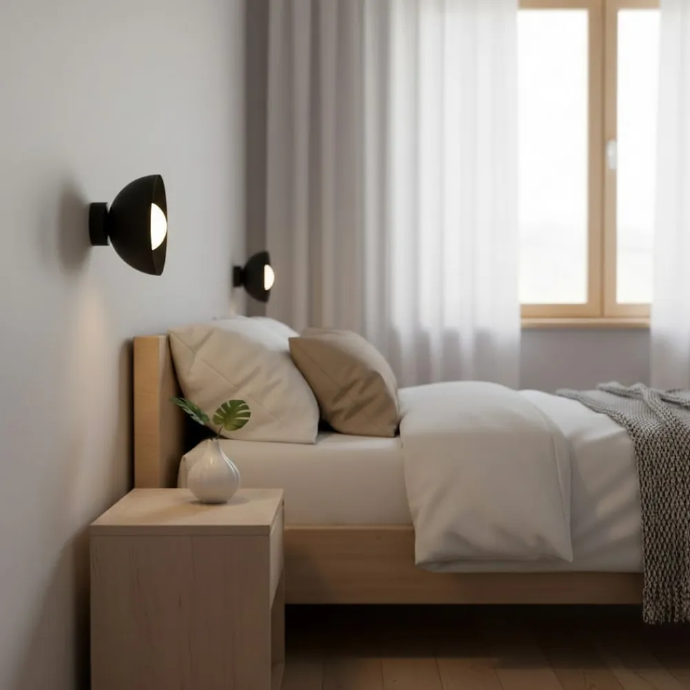 EMIBIG LIGHTING Væglamper|Væglamper>Væglampe Bibi K1, sort, stål/glas, Ø 18 cm