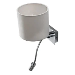 Argon Væglamper>Væglampe Bilo, hvid/krom, tekstil, 2 lyskilder, læselampe