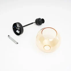 TK Lighting Væglampe Cubus, sort/rav, glas, Ø 18 cm, E27