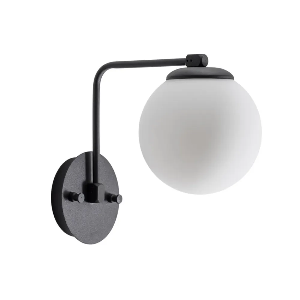 Opviq Væglampe Daisy, sort, glas, højde 22 cm, E27