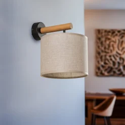 Væglampe Deva Nature, tekstil, træ^TK Lighting Hot