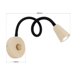 ORION Væglampe Dotty, khaki, fleksibel arm, dæmper, GU10