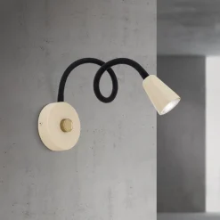 ORION Væglampe Dotty, khaki, fleksibel arm, dæmper, GU10