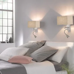 Væglampe Dream læselampe, linned sand/nikkel^FISCHER & HONSEL Clearance