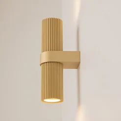 Væglampe DYNAMICS, guldfarvet, højde 23 cm, metal op/ned^Maytoni Online