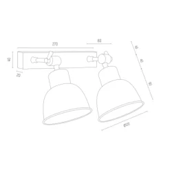 Væglampe Emoti, beige, 2 lyskilder, stål, længde 27 cm^Argon Discount