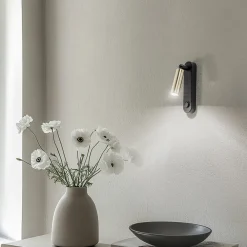 Væglampe Enzo Long, sort-guld, 22 cm, justerbar, G9^TK Lighting Outlet