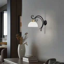 Luminex Væglamper>Væglampe Flora, en glasskærm, sort/messing