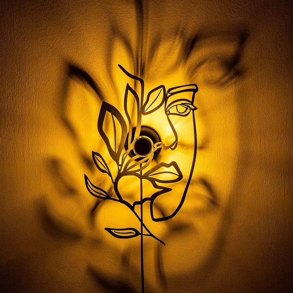 Opviq Gang|Væglamper>Væglampe Flower Faced, sort, metal, 54 x 34 cm, stik