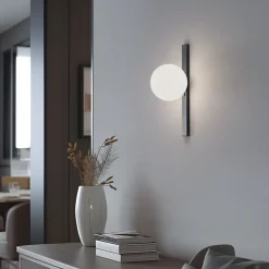 ALDEX Væglampe Garda, sort, metal, glas, 1 lyskilde