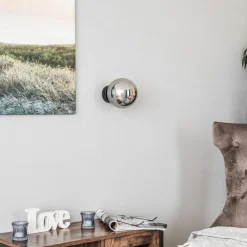 EMIBIG LIGHTING Væglampe Glassy, sort, grafit, glas, E14, Ø 14 cm