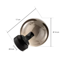 EMIBIG LIGHTING Væglampe Glassy, sort, grafit, glas, E14, Ø 14 cm