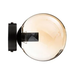 EMIBIG LIGHTING Væglampe Glassy, sort, ravfarvet, glas, E14, Ø 14 cm