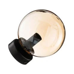 EMIBIG LIGHTING Væglampe Glassy, sort, ravfarvet, glas, E14, Ø 14 cm