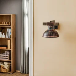 Væglampe Hakon, rustbrun/naturtræ^Luminex Outlet