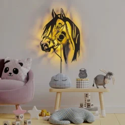 Væglampe Horse, sort, metal, 57 x 41 cm, stikledning^Opviq Best