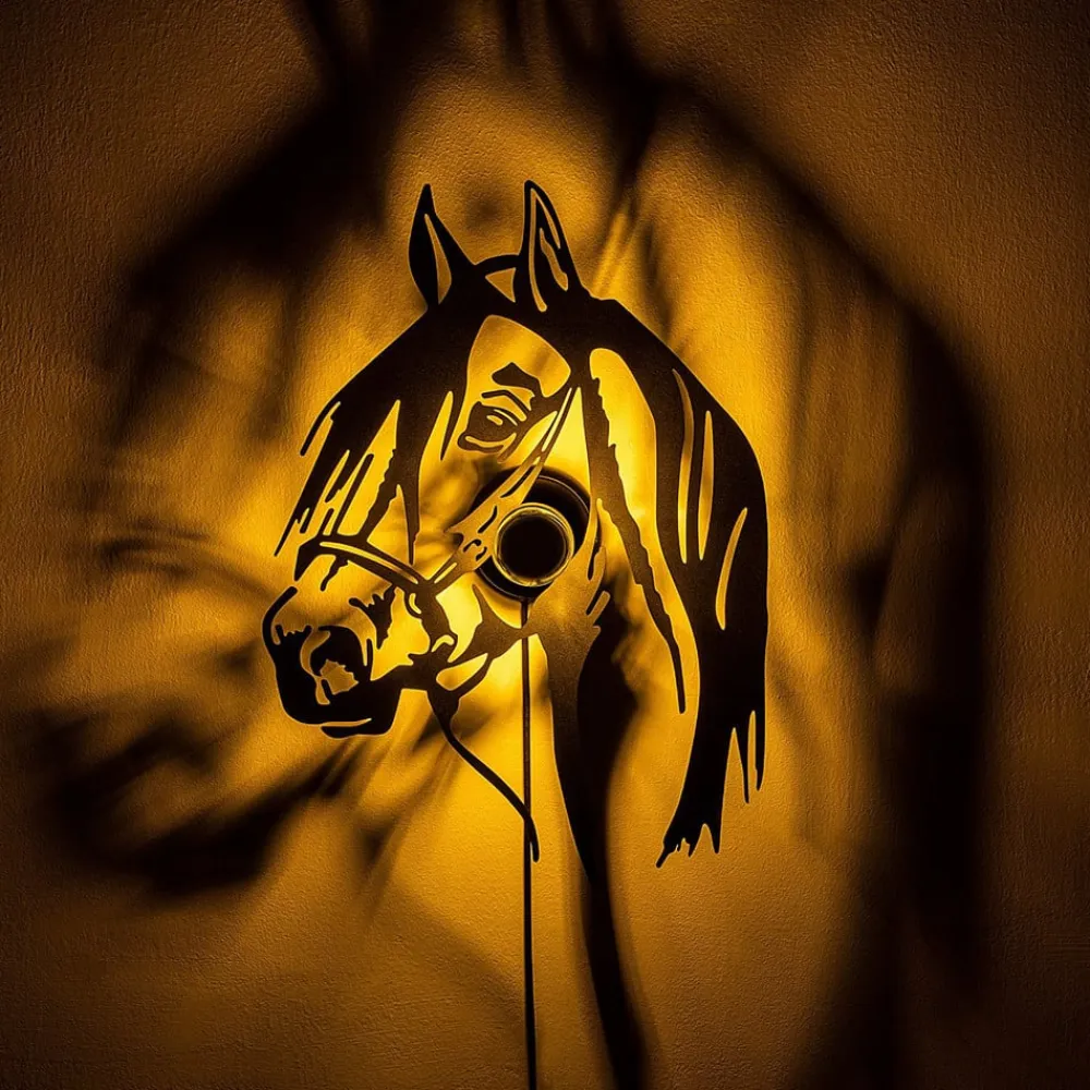 Væglampe Horse, sort, metal, 57 x 41 cm, stikledning^Opviq Best