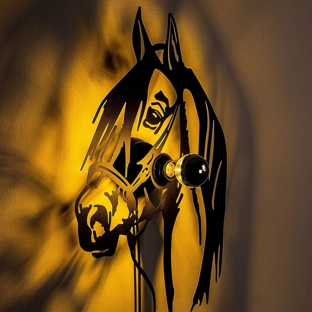 Væglampe Horse, sort, metal, 57 x 41 cm, stikledning^Opviq Best