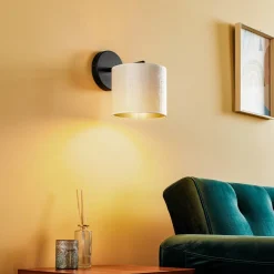 EMIBIG LIGHTING Væglamper>Væglampe Jari stofskærm, hvid-guld