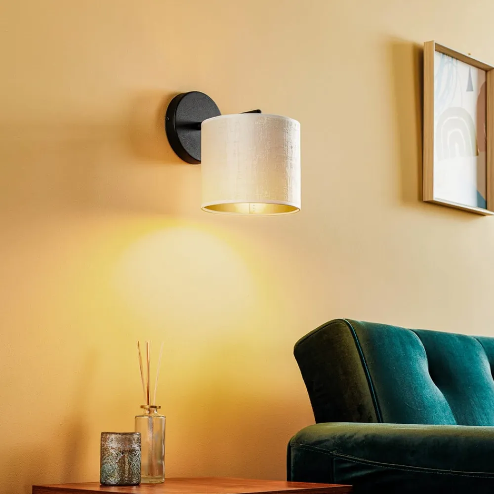 EMIBIG LIGHTING Væglamper>Væglampe Jari stofskærm, hvid-guld