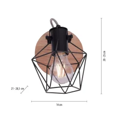 JUST LIGHT. GmbH Væglampe Jaro justerbar sort/træ 1-lys