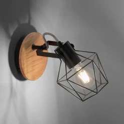 JUST LIGHT. GmbH Væglampe Jaro justerbar sort/træ 1-lys