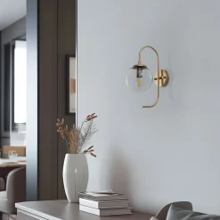 Væglampe Jewel, guldfarvet, glas, højde 36 cm, E14^Opviq Discount