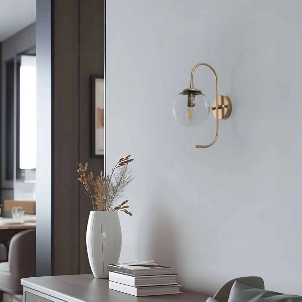 Væglampe Jewel, guldfarvet, glas, højde 36 cm, E14^Opviq Discount