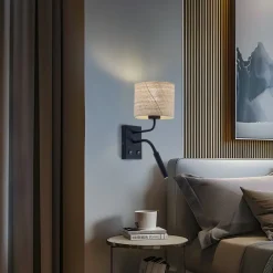 Luminex Væglamper|Væglamper>Væglampe Jovin 1 lyskilde med spot, rattan skærm