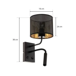 Luminex Væglampe Jovin med 1 lyskilde og spot, sort/guld