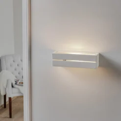 SOLLUX LIGHTING Væglamper>Væglampe Keramik Top, hvid, 32 x 9 cm