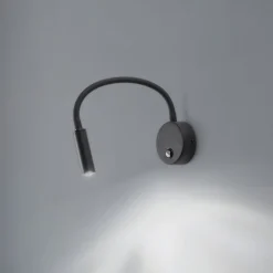 TK Lighting Væglampe Lagos, 45 cm, sort, læselampe, justerbar, G9