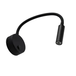 TK Lighting Væglampe Lagos, 45 cm, sort, læselampe, justerbar, G9