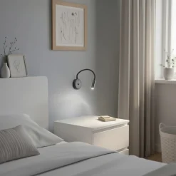 TK Lighting Væglampe Lagos USB, 27 cm, sort, læselampe, G9