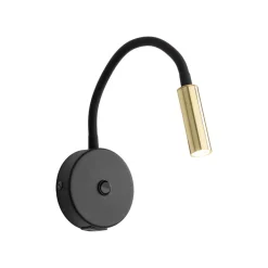 Væglampe Lagos USB, sort/guld, 27 cm, læselampe, G9^TK Lighting Outlet