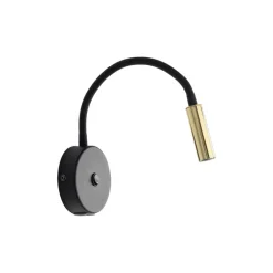Væglampe Lagos USB, sort/guld, 27 cm, læselampe, G9^TK Lighting Outlet