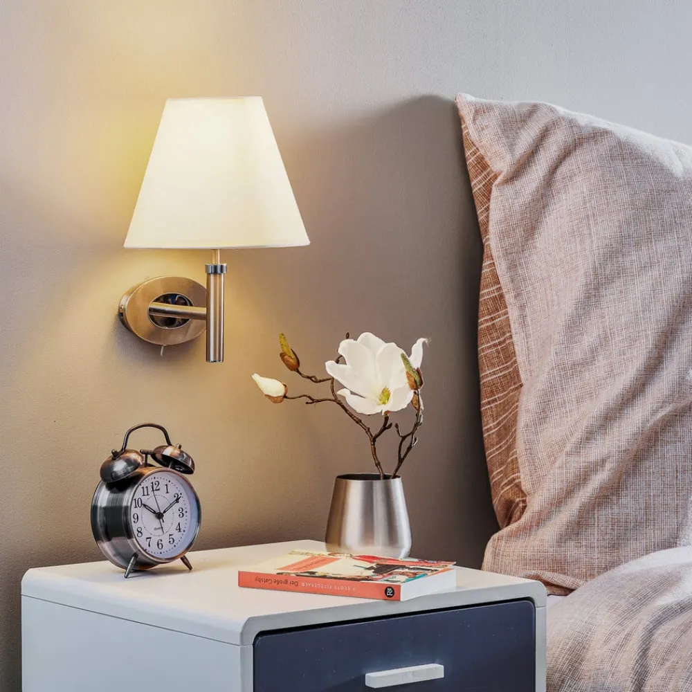 ORION Væglamper>Væglampe Lilly i nikkel med stofskærm